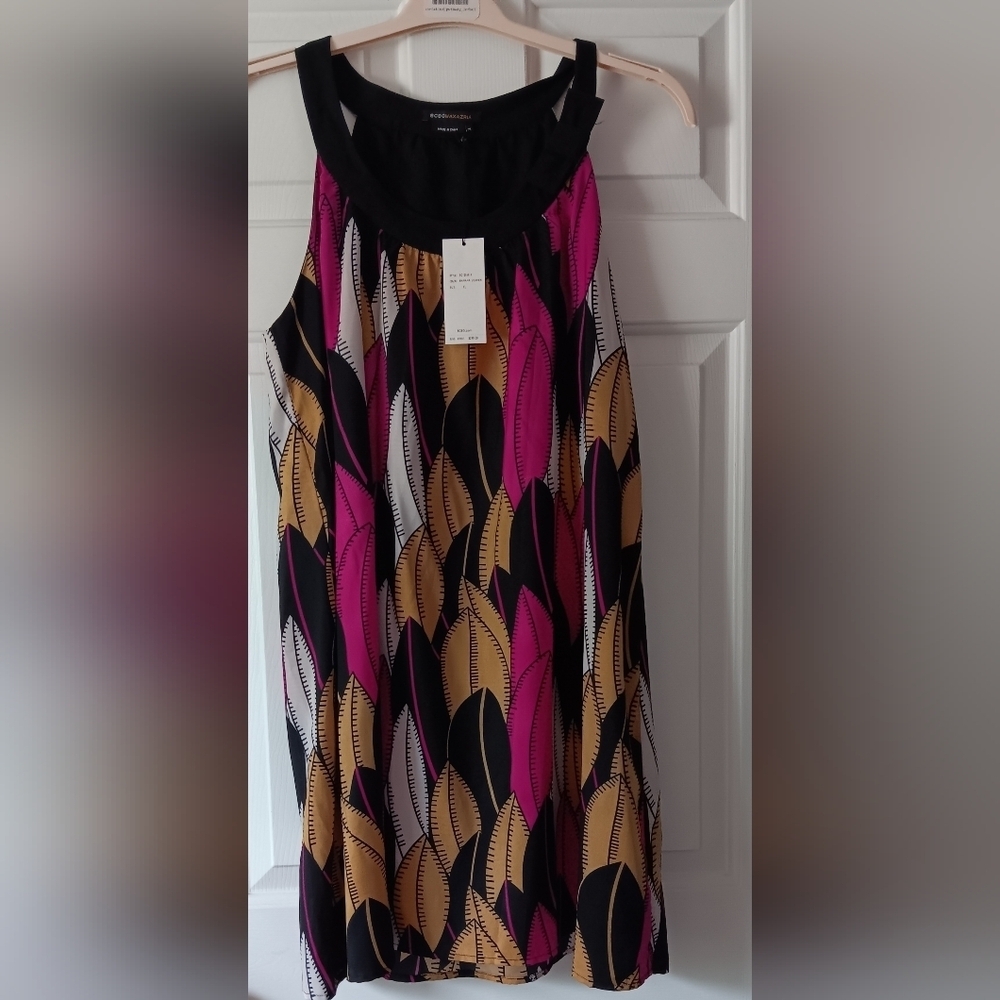BCBGMaxAzria Banana Leaves Sleeveless Blouse NWT - Picture 4 of 8